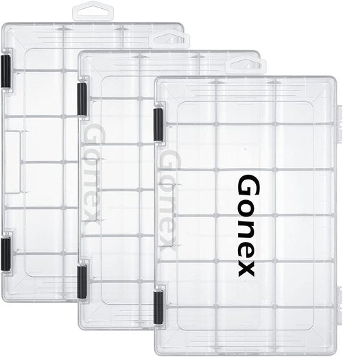 Gonex Tackle Box Organizer - Clear Plastic Fishing Storage with Adjustable Dividers | 3600/3700 Size Options