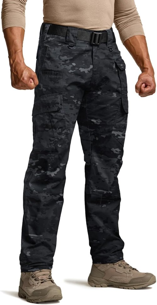 CQR Men's Tactical Pants - Lightweight Water Resistant Ripstop Cargo Pants for Hiking & Work