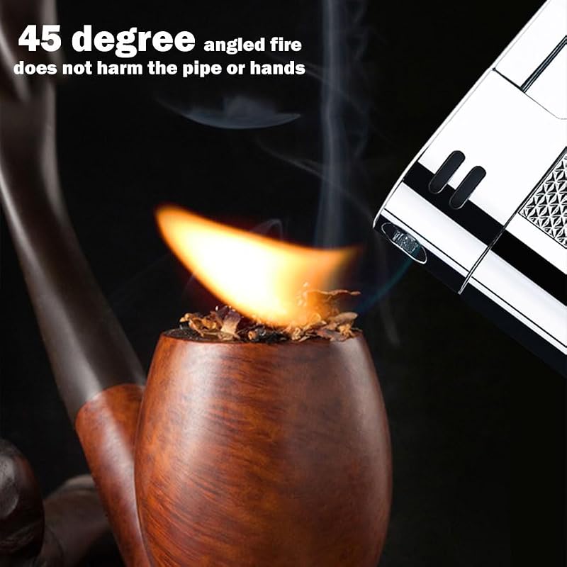 Vintage Copper Lighter - Butane Refillable Pipe Lighter, Soft Flame, 45° Ignition