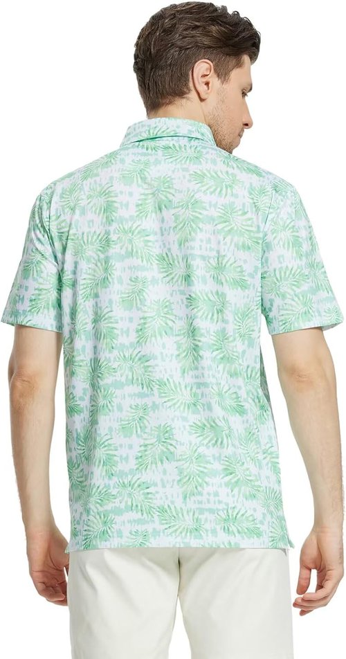 M MAELREG Men's Golf Polo Shirt - Short Sleeve, Moisture-Wicking, Performance Print | Comfortable Fit