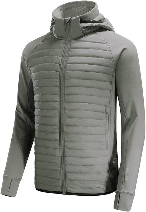 Baleaf Men's Running Jacket - Lightweight Insulated Puffer for Hiking & Golf | Warm Up Coat with Thumb Holes