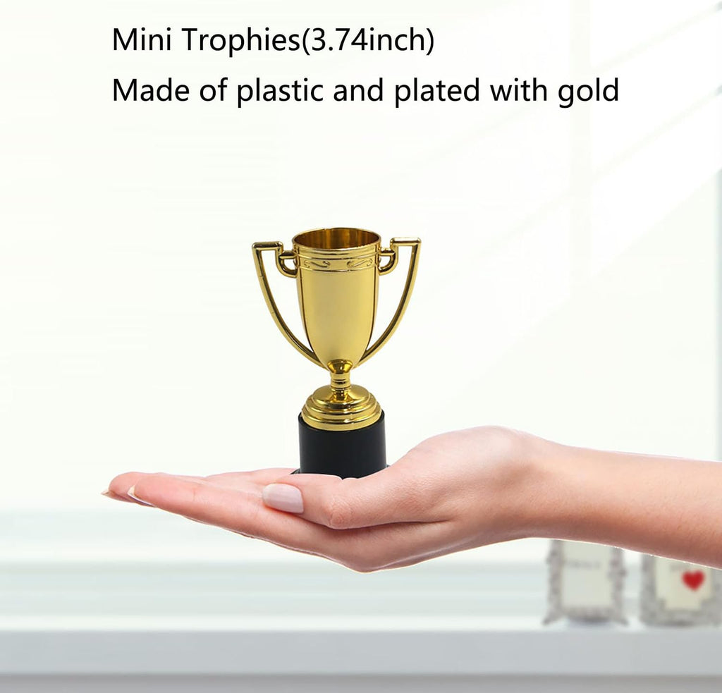 YYaaloa Mini Gold Trophy Cups - 6 Pack 4-Inch Awards for Parties, Sports Tournaments & Competitions