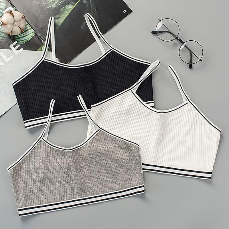 Herepai Cotton Training Bras for Girls Seamless Camis 7-14Y, 6-Pack 10-12 Years Variation