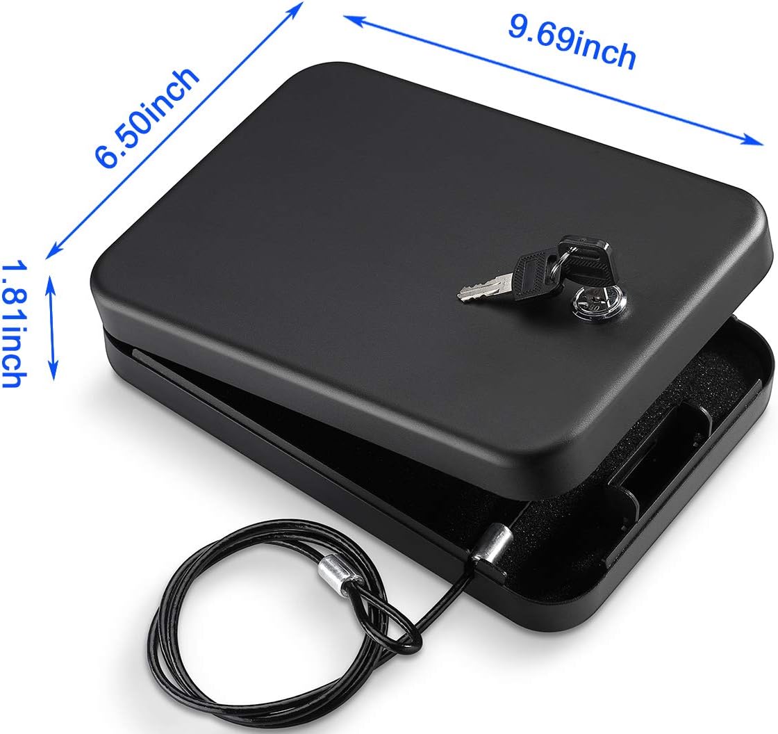 Younion Pistol Safe - Portable Handgun Lock Box for Travel & Cars | Compact Black Design