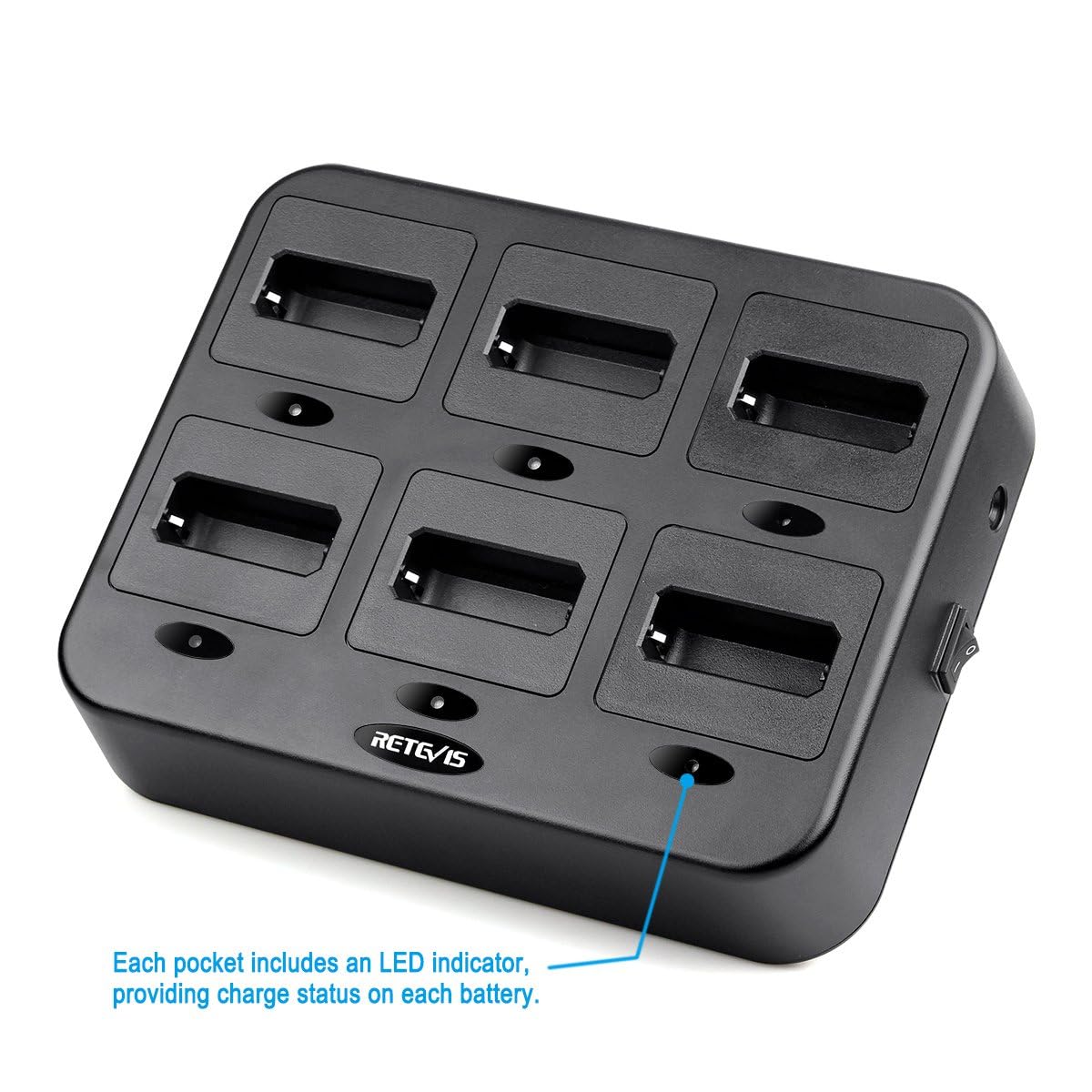 Retevis RT22 Walkie Talkie Charger, Six-Way Charger, Multi Unit Charging Station, Compatible with Retevis RT22 RT22S RB19 RB19P RB39 RB39P Walkie Talkie (1 Pack)