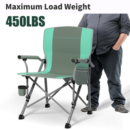 Oversized Camping Chair for Adults Heavy Duty,Heavy Duty Lawn Chair with Side Pockets,Outdoor Camping, Fishing, Beach,Hiking Foldable Camping Chair (2, Grey Light Blue, X-Large)