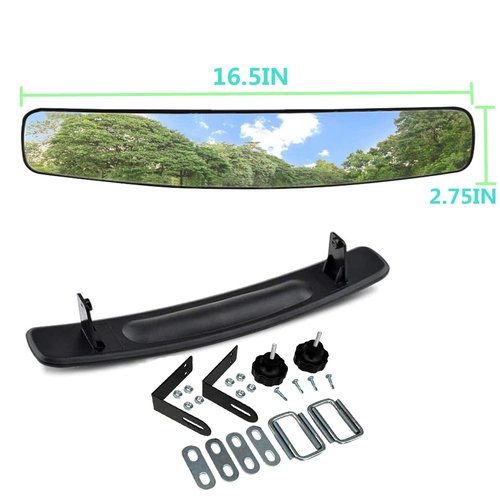 WLOOD 16.5" Golf Cart Non-destructive Rear View Mirror Fits for EZGO, Yamaha, Club Car