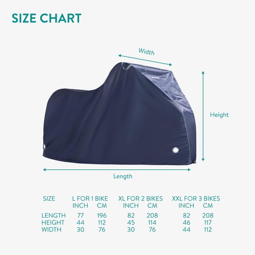 Navaris Bike Cover - Durable Water-Resistant Polyester - Cycle Covers for Outside and Inside Storage - Adjustable & Universal Outdoor Bicycle Rain Cover Accessories - Navy, Large