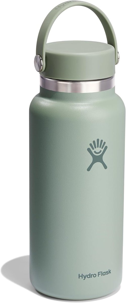 Hydro Flask Water Bottle - Insulated Stainless Steel - 32 Oz Wide Mouth Flex Lid in Agave Green