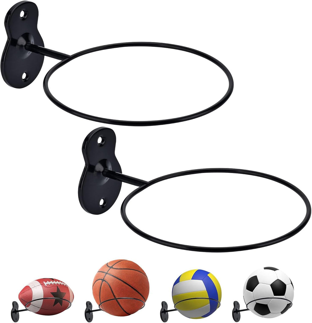 Skiennix Basketball Holder Wall Mount - 7-Inch Diameter Metal Ball Storage Rack | 2-Pack Sports Organizer