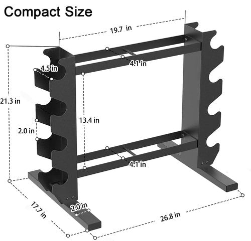 PROIRON Dumbbell Rack Stand for Home Gym, Upgraded Stable Weight Rack, 4-Tier Dumbbell Rack Stand Only Holder for Dumbbells, Free Weights, 450LB Capacity Heavy-Duty Compact Storage Organizer