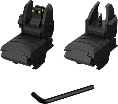 Fiber Optic Sights - Flip Up Front & Rear with Green/Red Dots | Tool-Free Adjustment