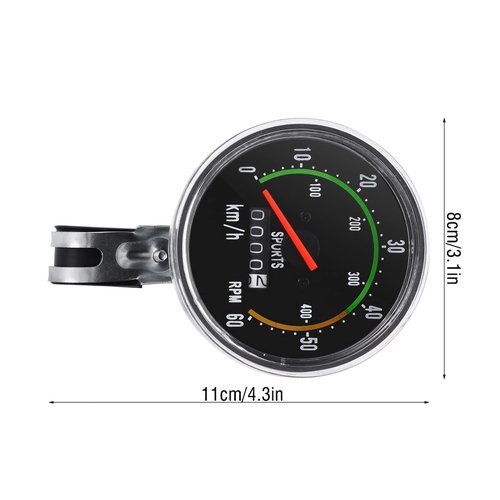 HilBeliFU Analog Bike Speedometer, Mechanical Bike Odometer, Aluminum Alloy Bicycle Odometer with 80cm Cable for 26in, 27.5in, 28in, 29in Outdoor Cycling Tricycle, 4.3x3.1x3.1in