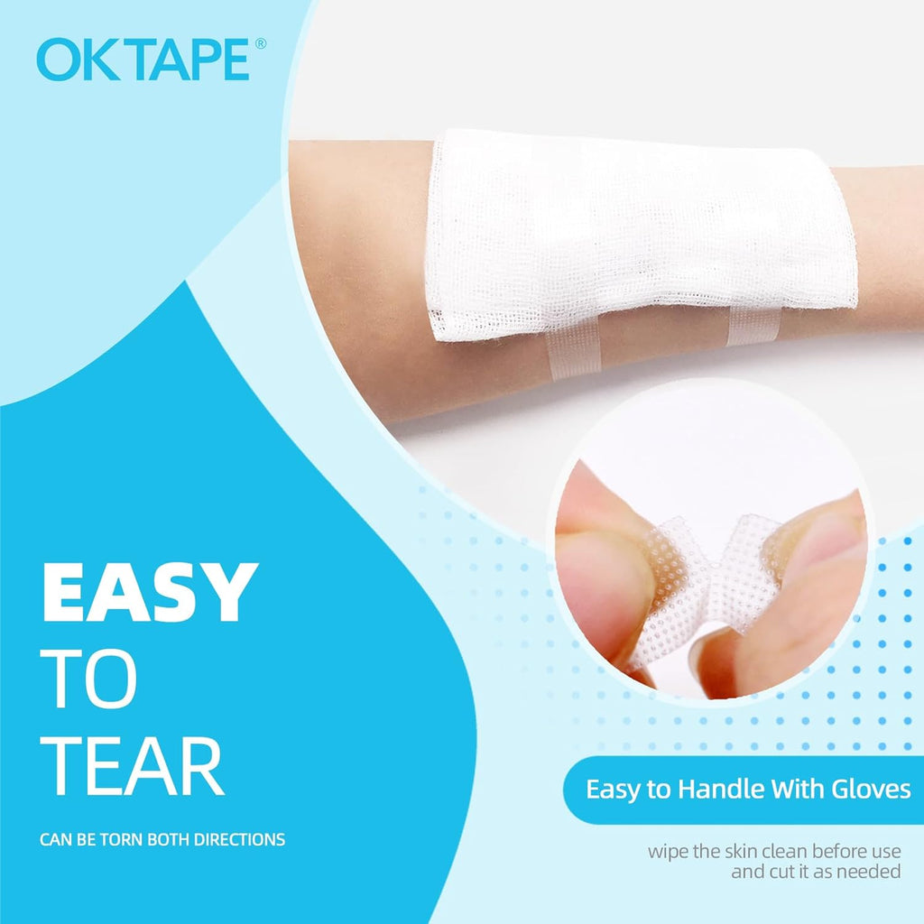 OK TAPE OKPore Transparent Medical Tape - Hypoallergenic, Breathable First Aid Surgical Tape | 1in x 10yds (Pack of 12)