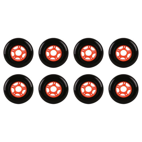 RaceBon 8-Pack Inline Skate Wheels 72mm Hardness 82A Polyurethane Replacement Wheel with 608ZZ Bearings (Black-Red)