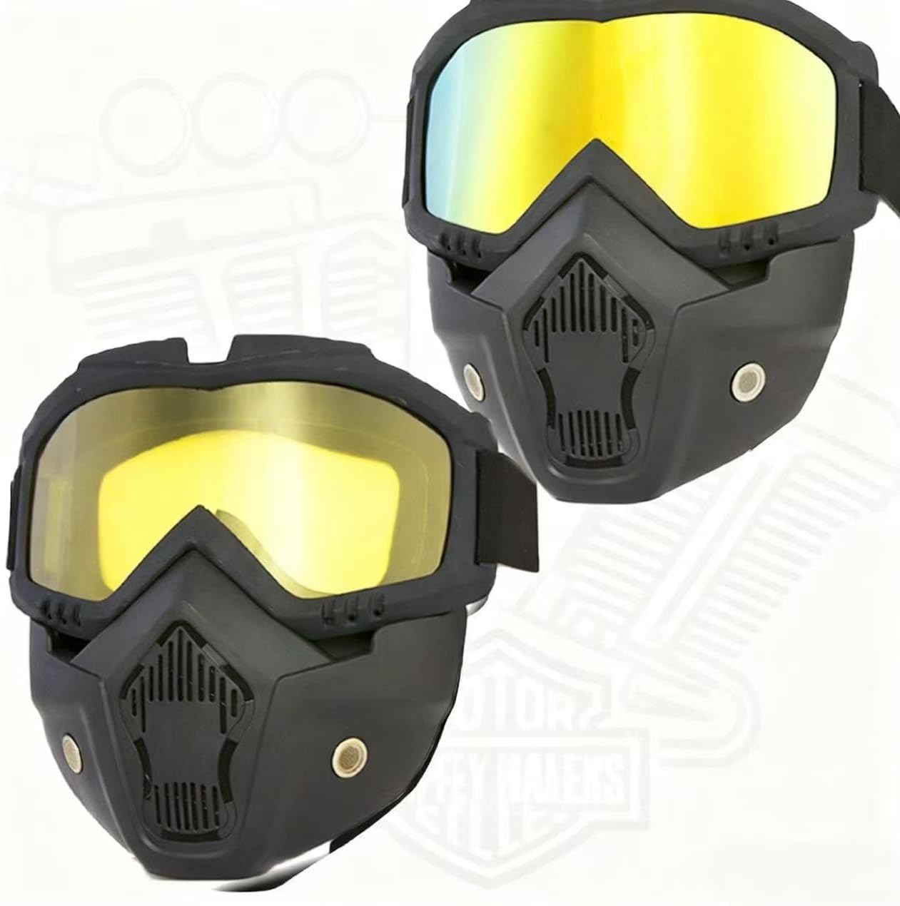 Skiennix Motorcycle Helmet Goggles - Windproof, Dustproof, UV Protection | 2 Set with Removable Face Mask