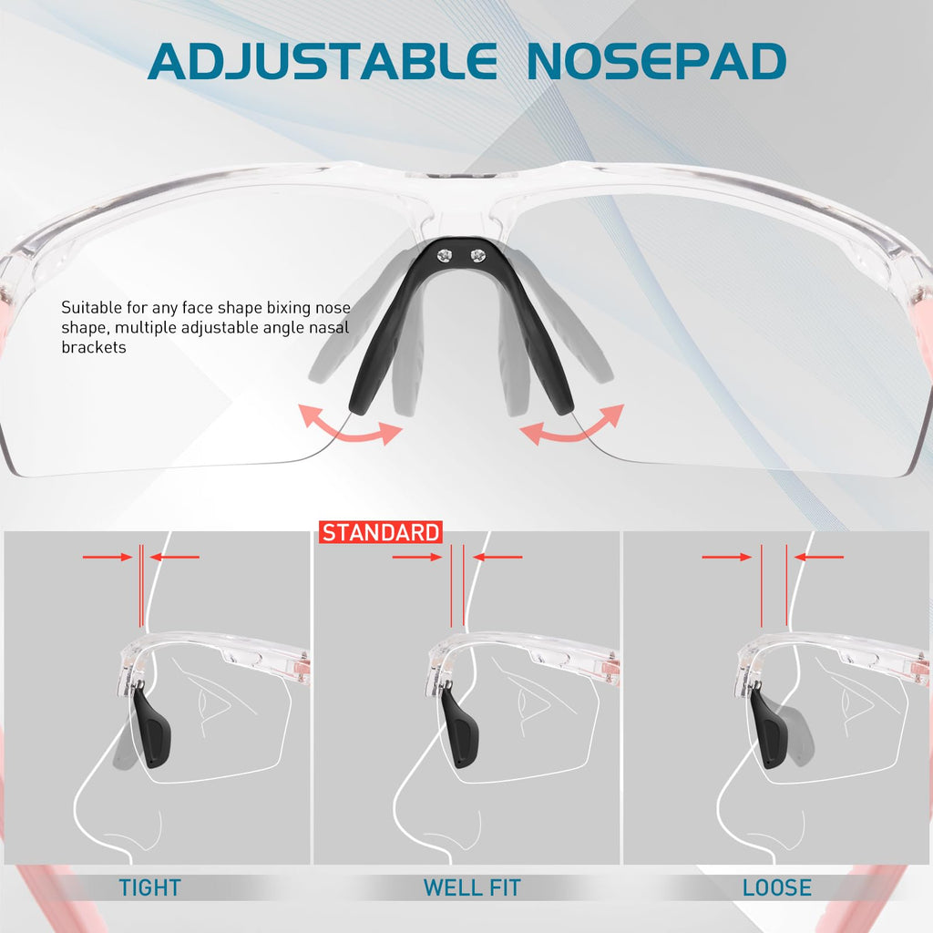 SCVCN Photochromic Sport Sunglasses Cycling Clear Glasses Men Women UV400 Protection MTB BMX Fishing Running Riding Golf Driving Bike Softball Baseball 11