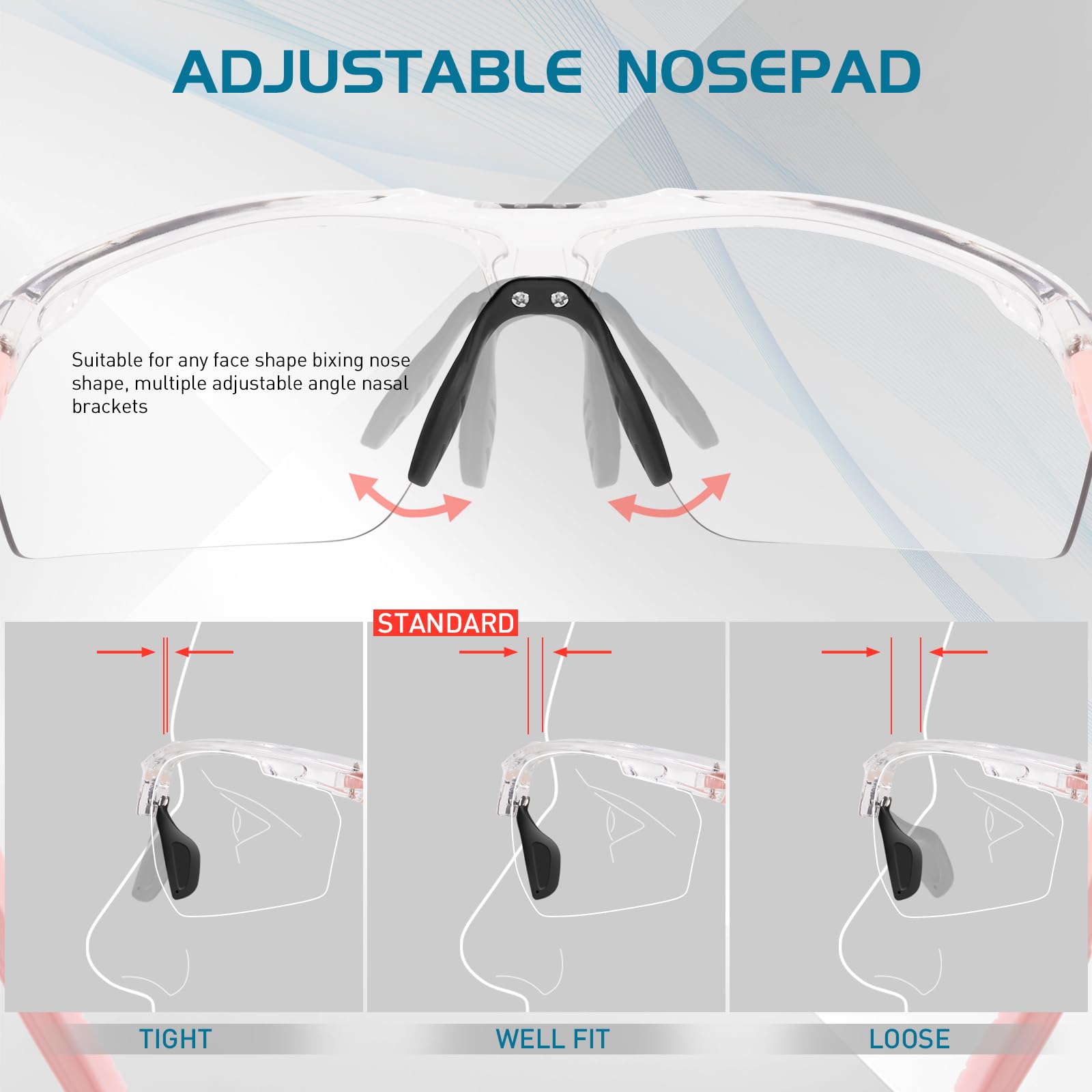 SCVCN Photochromic Sport Sunglasses Cycling Clear Glasses Men Women UV400 Protection MTB BMX Fishing Running Riding Golf Driving Bike Softball Baseball 11