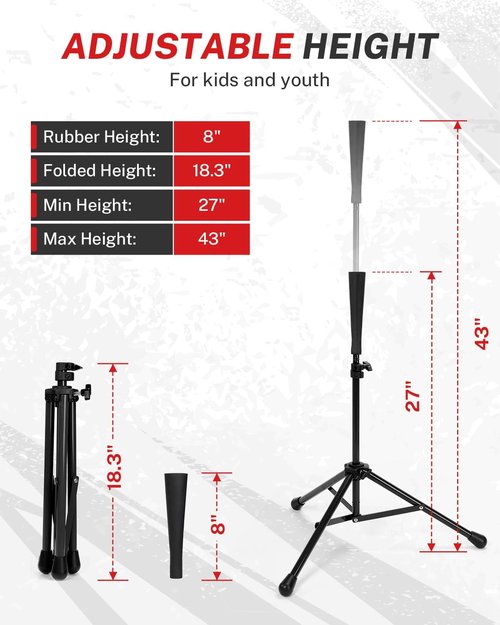 Gonex Portable Baseball Softball Batting Tee - Collapsible Tripod Stand with Carrying Bag
