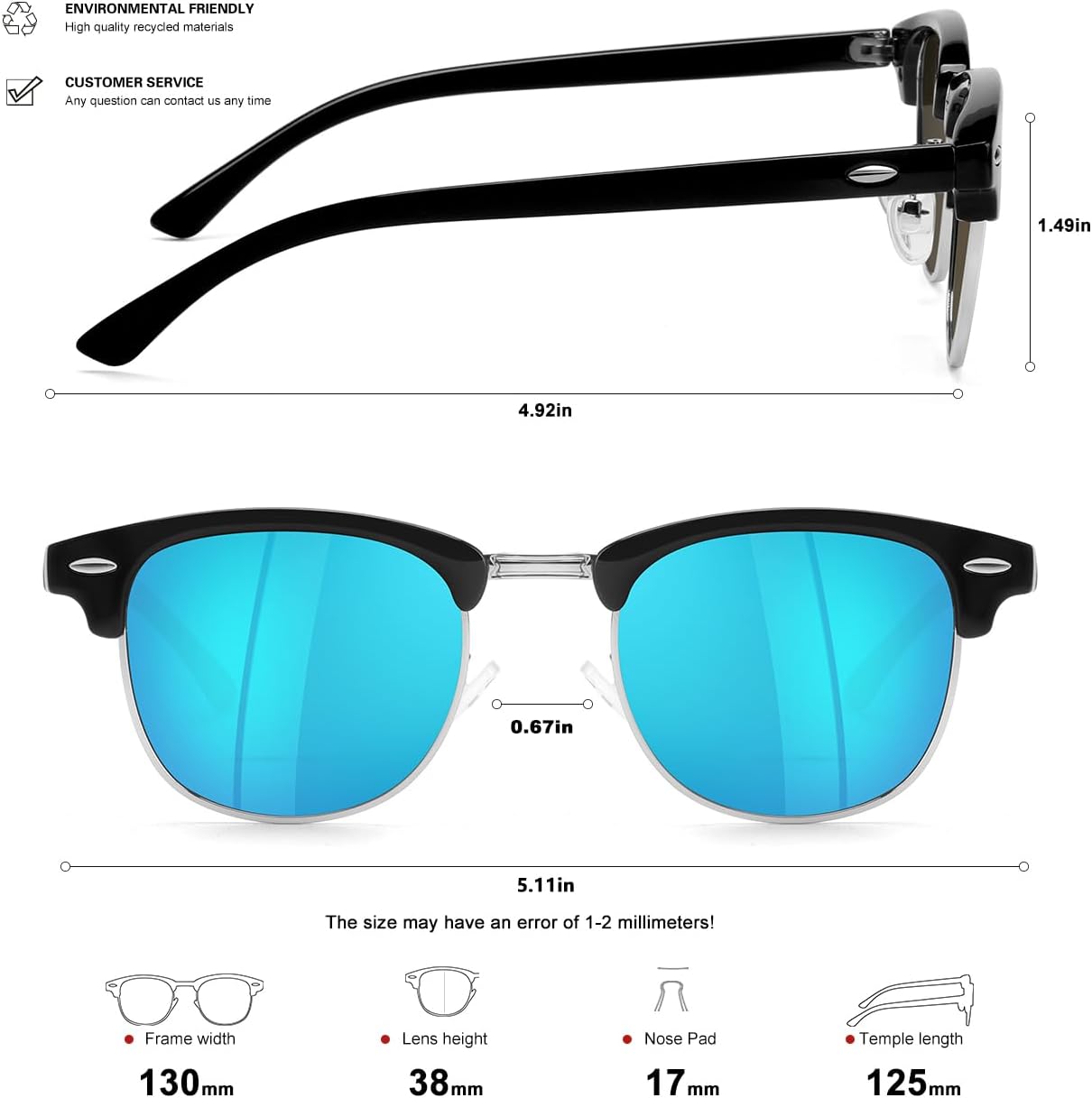 Skiennix Kids Polarized Sunglasses - Retro Semi-Rimless Frame with UV Protection | Stylish Shades for Boys & Girls