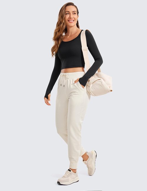 CRZ YOGA Butterluxe Long Sleeve Crop Top - Slim Fit Women's Workout Shirt | Athletic Gym Tee