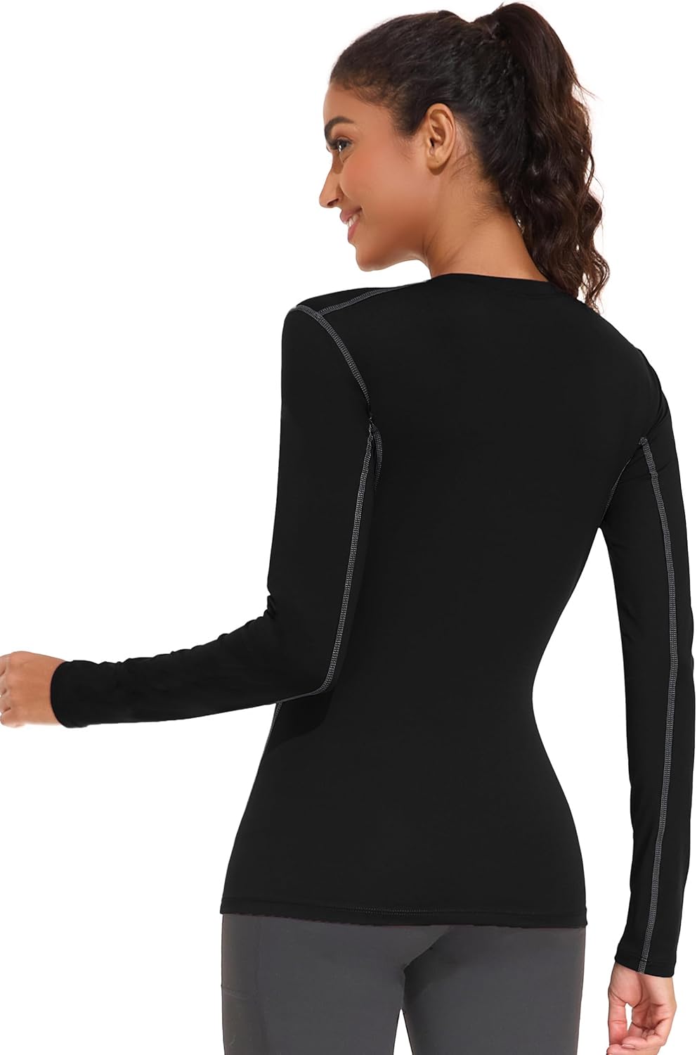 WANAYOU Women's Compression Shirt - Long Sleeve Dry Fit Workout Top | Breathable Athletic Base Layer