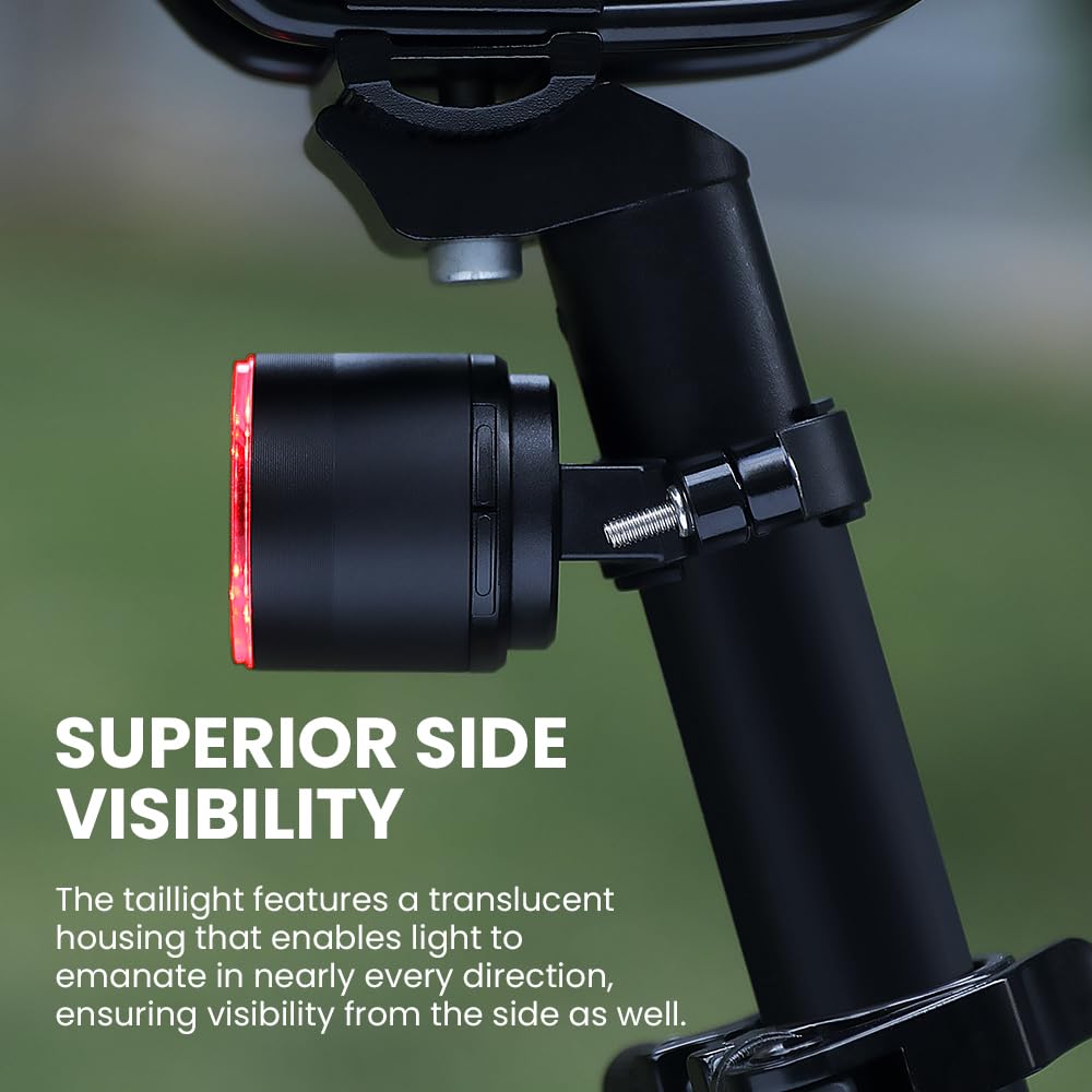 WSDCAM Smart Bike Tail Light with 7 Colors 15 Modes, Auto ON/OFF Colorful Bike Lights for Night Riding, Ultra Bright Brake Light Rechargeable Bicycle Rear Lights, Waterproof Cycling Safety Accessories