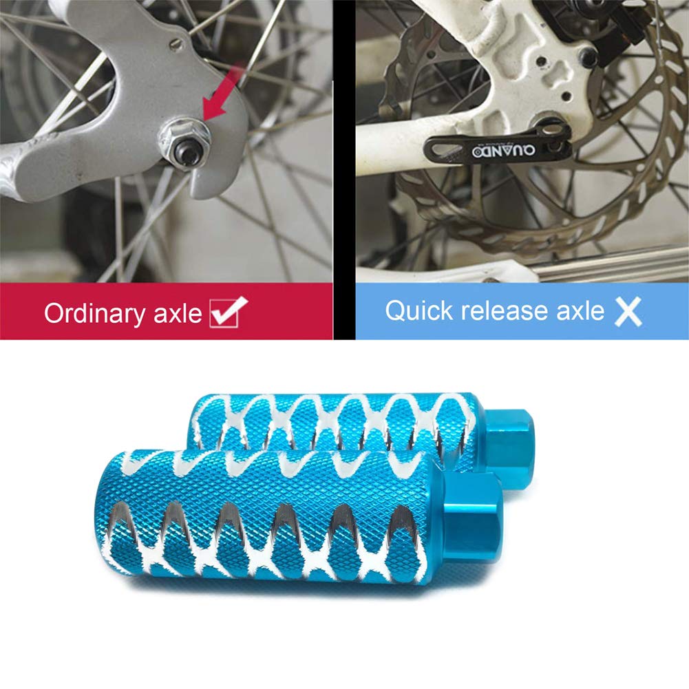 WADEKING Bike Pegs 4.3" Length, Fit 3/8 inch Axles, for Freestyle BMX Bikes and All Kinds of Bicycles, Durable, Stylish Non-Slip Carving（2 Pieces）(Light Blue)