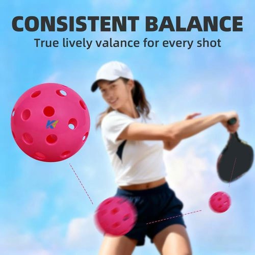 Kerozoo Neon Pink Pickleball Balls Outdoor Indoor 40 Holes -TPE Material Durable High Bounce USAPA Approved - True Flight Tournament Pickleballs - 12Pack - Gifts for Dad, Mom, Players, and Friends