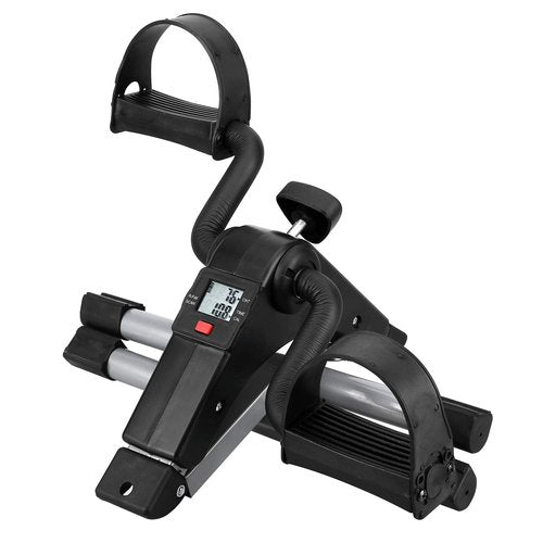 Folding Pedal Exerciser, Mini Exercise Bike Under Desk Bike Foot Pedal Exerciser, Foot Hand Cycle Portable Peddler Machine Bicycle Exerciser Arm Leg Exerciser While Sitting (Silver)