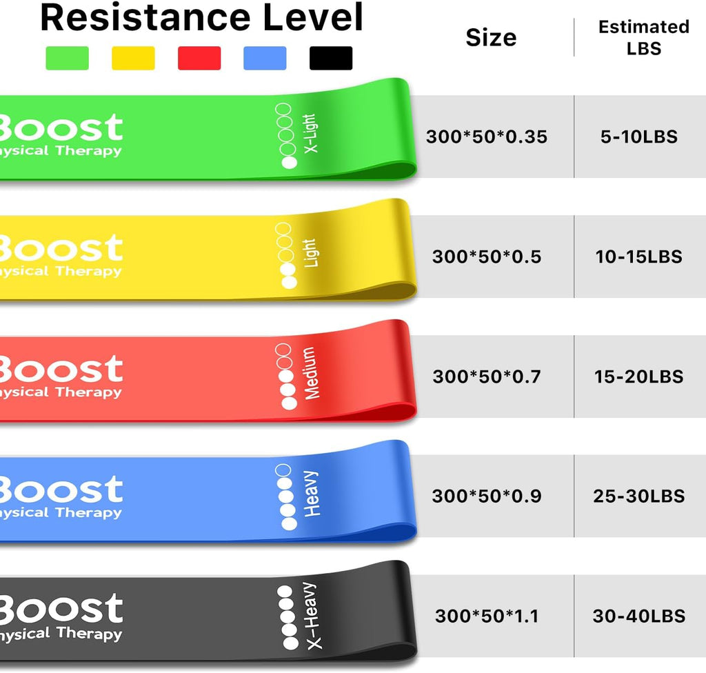 Skiennix Resistance Bands - 5-Level Exercise Set for Physical Therapy | Includes Guide & Carry Bag