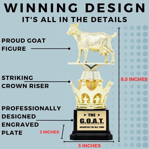 Alpha Awards Goat Trophy - G.O.A.T. Funny Trophy with Custom Plate Option | Perfect Appreciation Gift for Boss or Friend