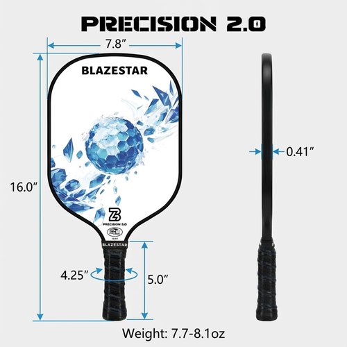 Ginullus X Blazerstar Pickleball Paddles Set of 2, USAPA Approved, Fiberglass Surface Pickleball Rackets with 4 Durable Outdoor Balls and 1 Bag, Ideal for Beginner, Gifts for Women and Men