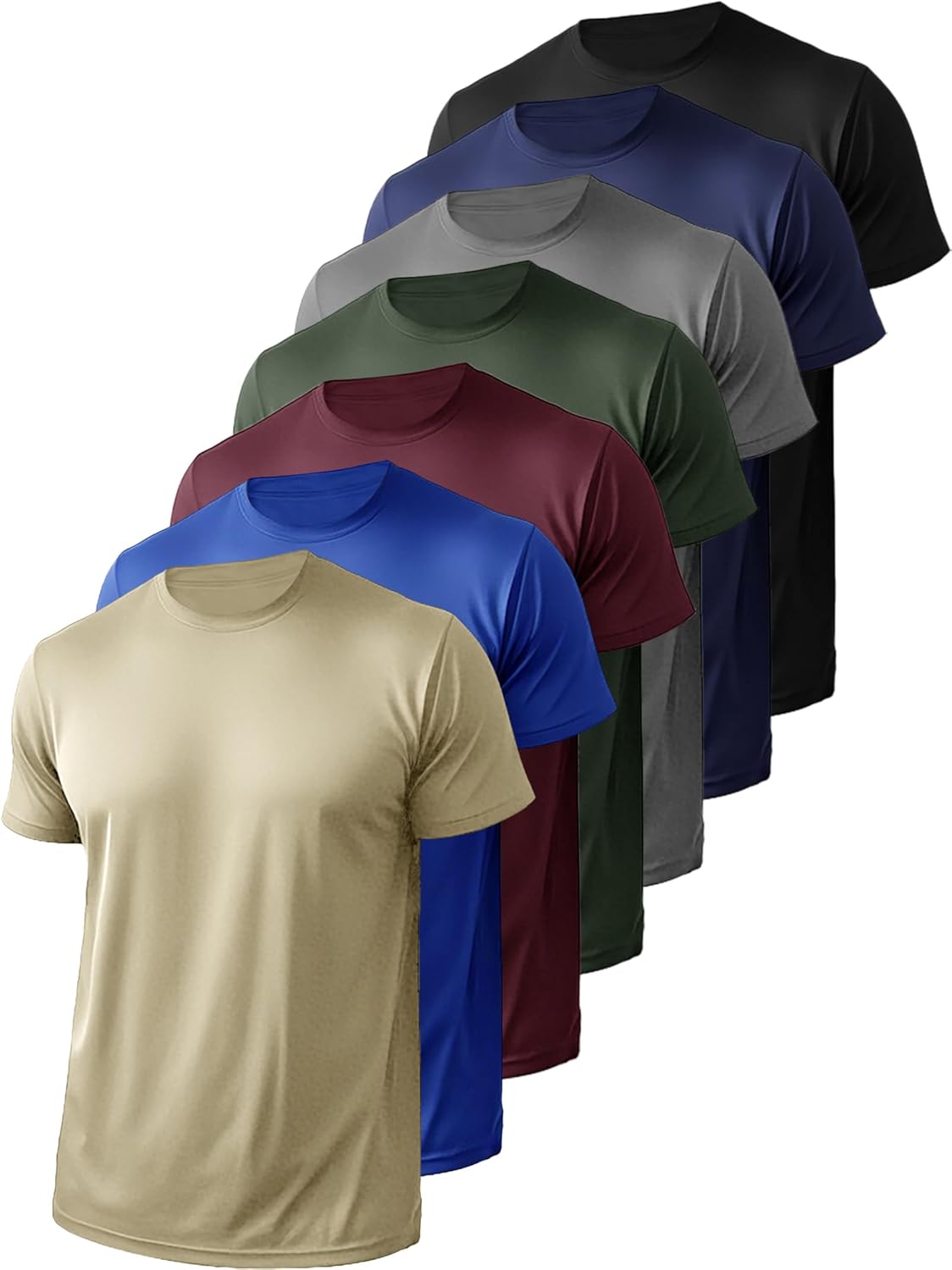 Skiennix Men's Short Sleeve Athletic Shirts - Quick Dry, Moisture-Wicking Casual Tees | 7/8 Pack