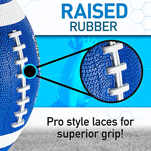 Franklin Kids Grip-Rite 100 Junior Football Blue/White 6 Pack - Youth Size, Durable & Easy Grip