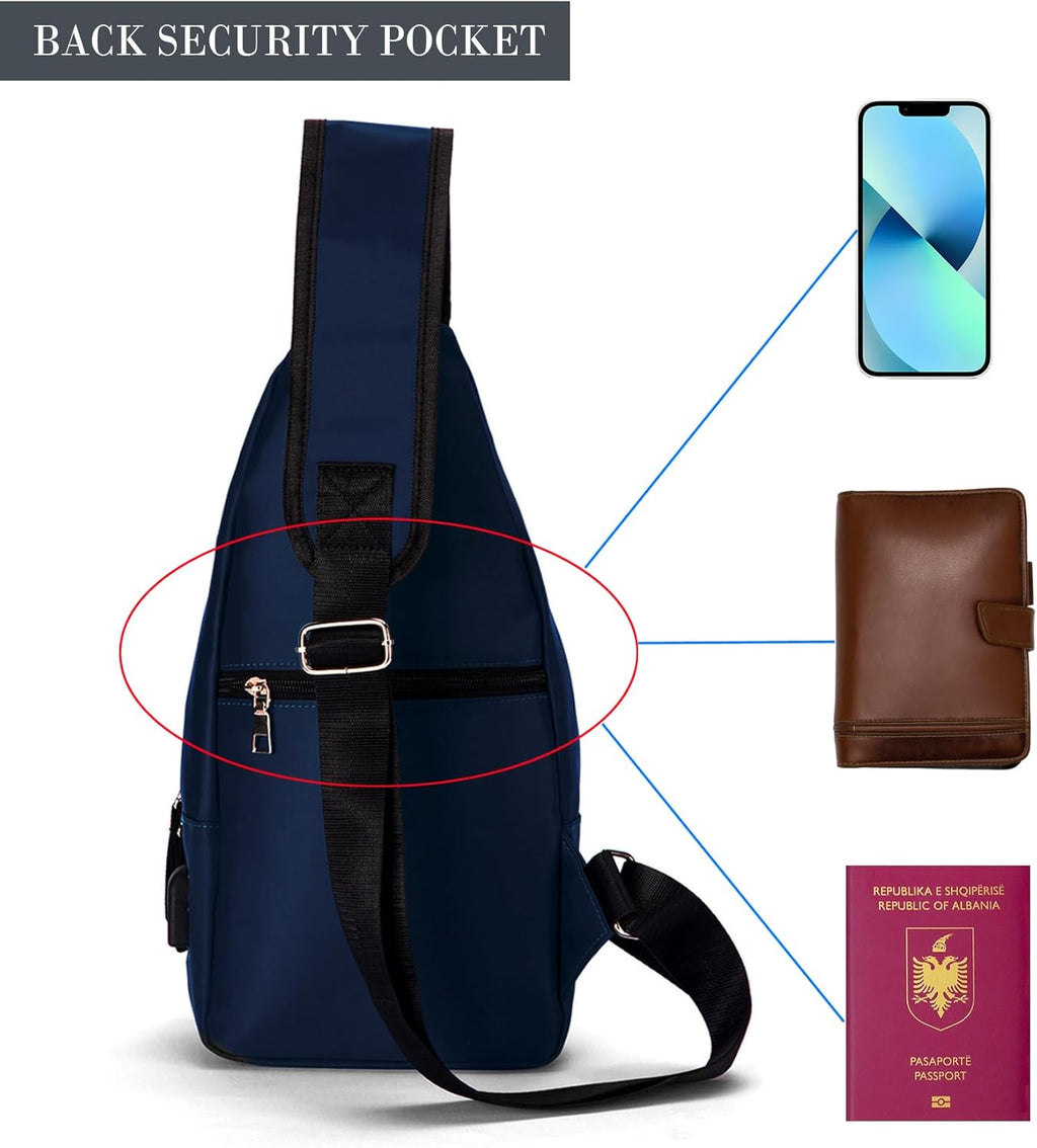 Seoky Rop Sling Backpack - Water-Resistant Nylon Crossbody Bag with USB Charging Port | Unisex Design