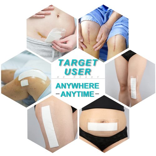 Long Waterproof Bandage Knee Replacement Surgery | 4x12 Inch Shower Protector Island Dressing Pad Bordered Gauze | Hip Surgery Recovery Large Wounds Incision Cover with Adhesive Border (Pack of 14)