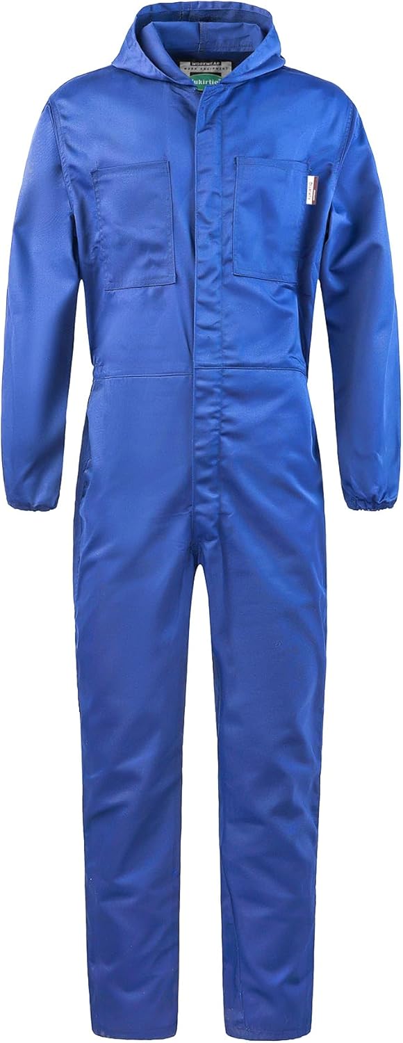 Skiennix Men's Long Sleeve Zip-Front Coverall - Lightweight Mechanic Jumpsuit with Hood