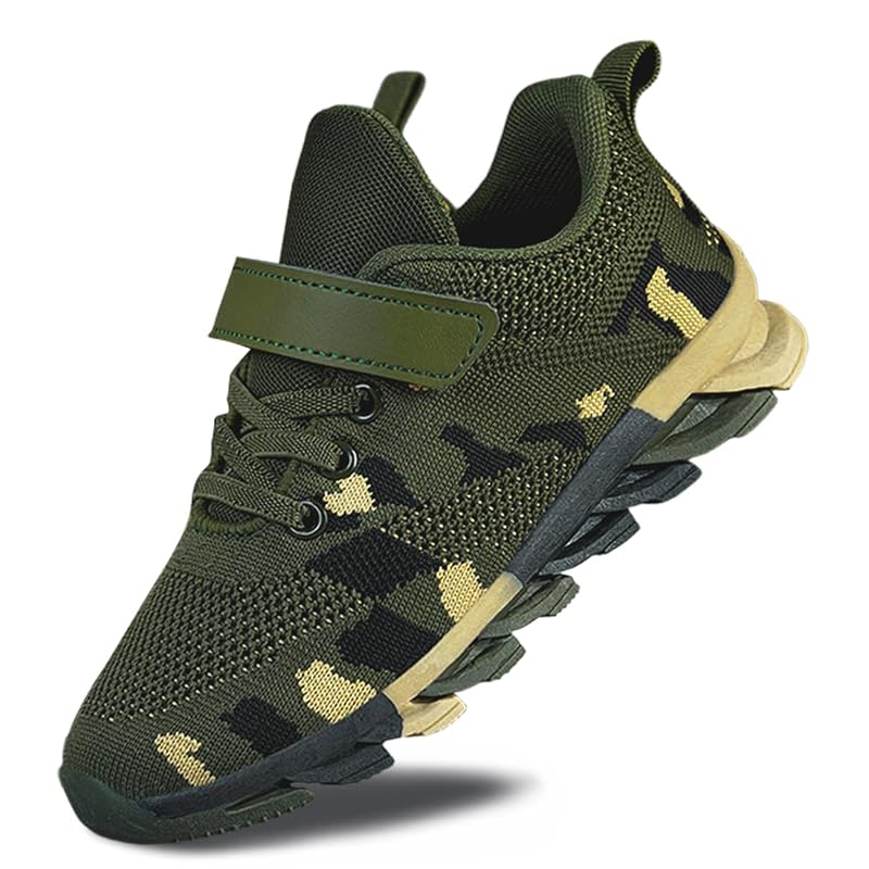 EGMPDA Camouflage Kids Sneakers - Lightweight Breathable Non-Slip Running Shoes, 12 Little Kid