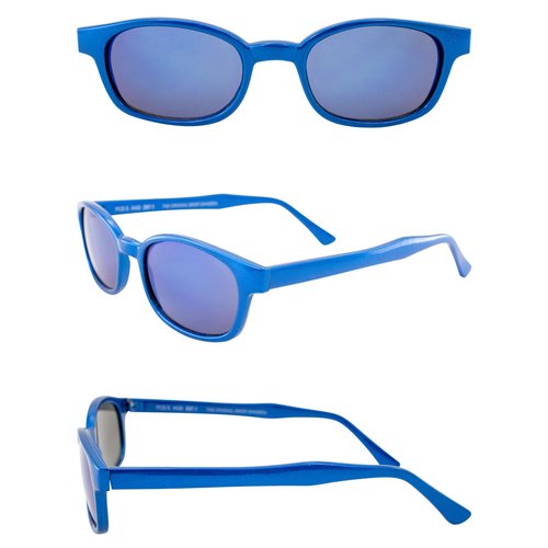 KDS The Original Biker Shades By PCSUN Blue Ice Frames Blue Mirror Lenses.