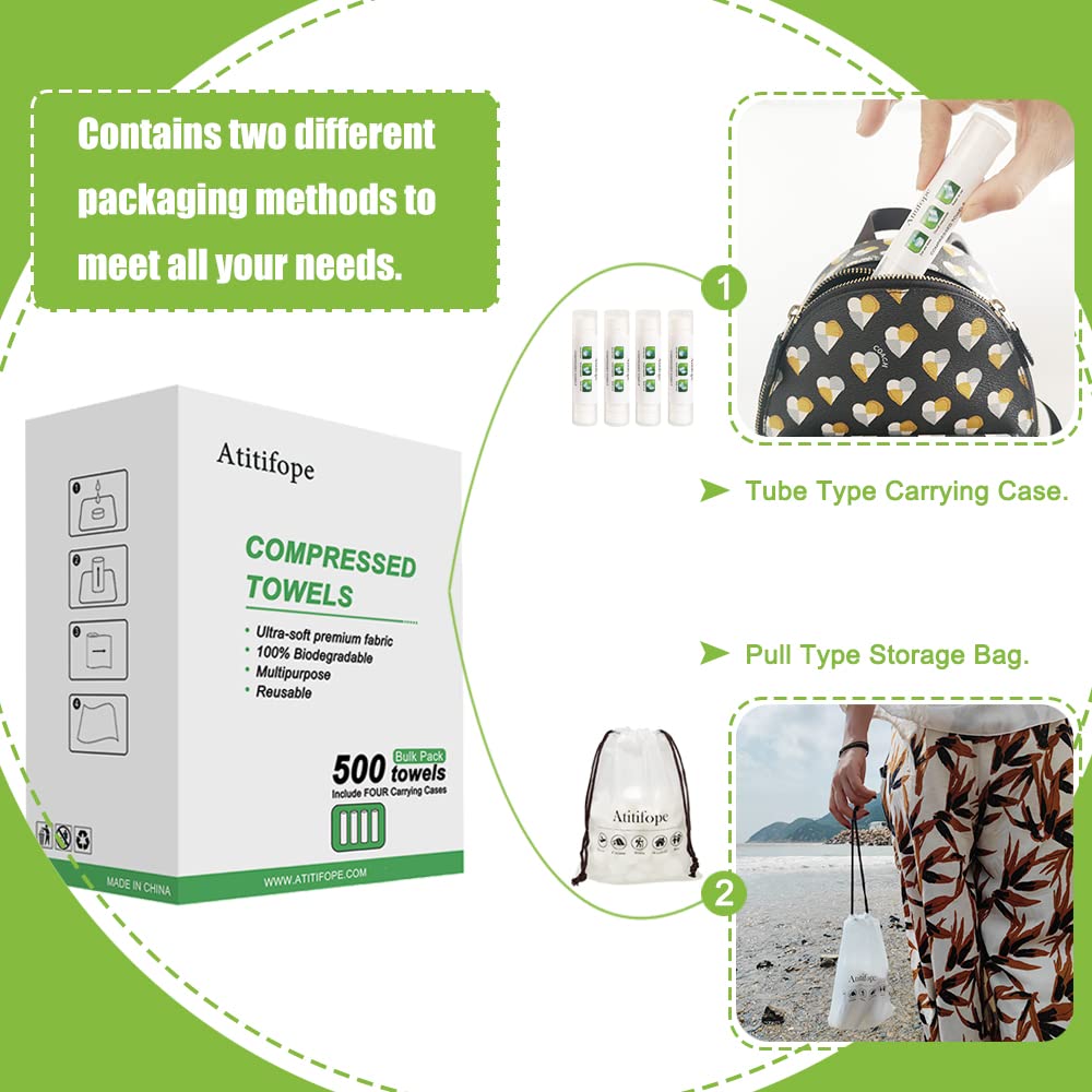 Skiennix Compressed Towels - Reusable Travel & Camping Clean Towels | Bulk Pack of 500 Count