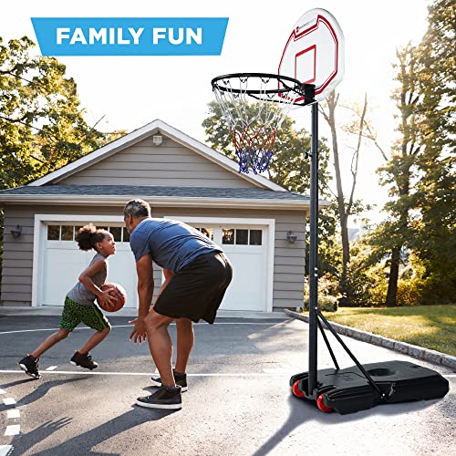 Kids Adjustable Portable Basketball Hoop Set - White, 70.5-82.3 Inch Height