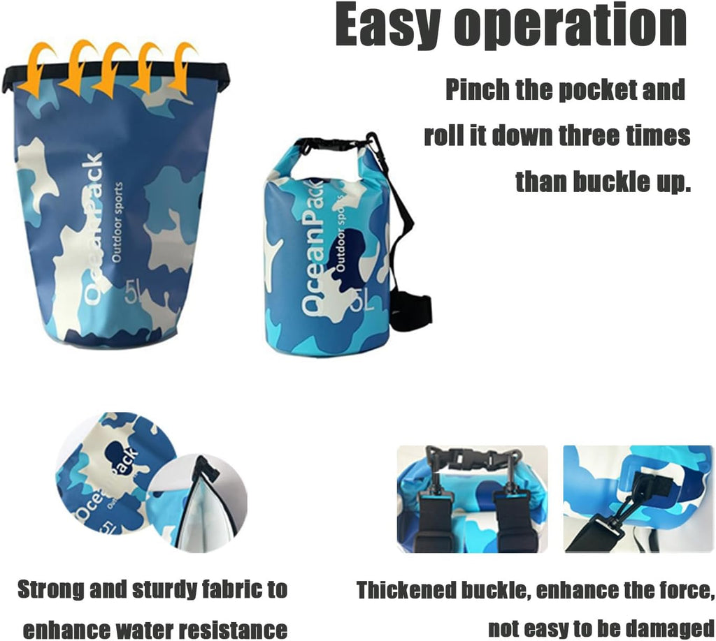 Skiennix Waterproof Dry Bag - Lightweight Roll Top Storage for Travel, Swimming, Kayaking | 5L/10L/20L