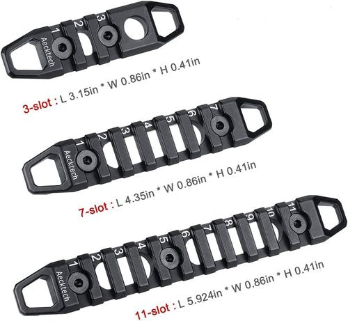 Aecktech Aluminum Rail Section Accessories - Compatible with MMlocks/KKeymods | 3-Slot, 7-Slot, 11-Slot Options