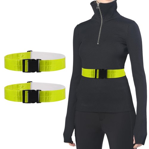 PATIKIL Reflective Belt, 2 Pcs High Visibility Running Belt Grow PT Belt Adjustable Safety Gear for Men Women Walking Cycling Motorcycling, Yellow