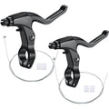 Boao 2 Pieces Mountain Bike Brake Aluminum Alloy Brake Handles with 3 Finger Design 2.2 cm Diameter and Bike Brake Cables Wires for Most Bicycles, Road Bikes