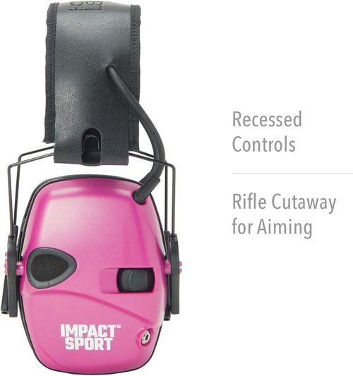 Howard Leight Impact Sport Electronic Shooting Earmuff - Youth/Small Size in Pink (R-02533)