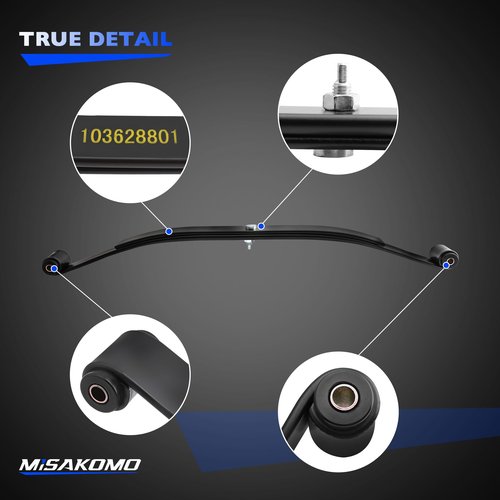 Heavy Duty Front 2 Leaf Springs Kits, Compatible with 1981+ Club Car DS and 2004+ Precedent Model Gas Electric Golf Carts, Replace 103628801 1012030 1015108 Front 2-Leaf Springs with Bushings Sleeves