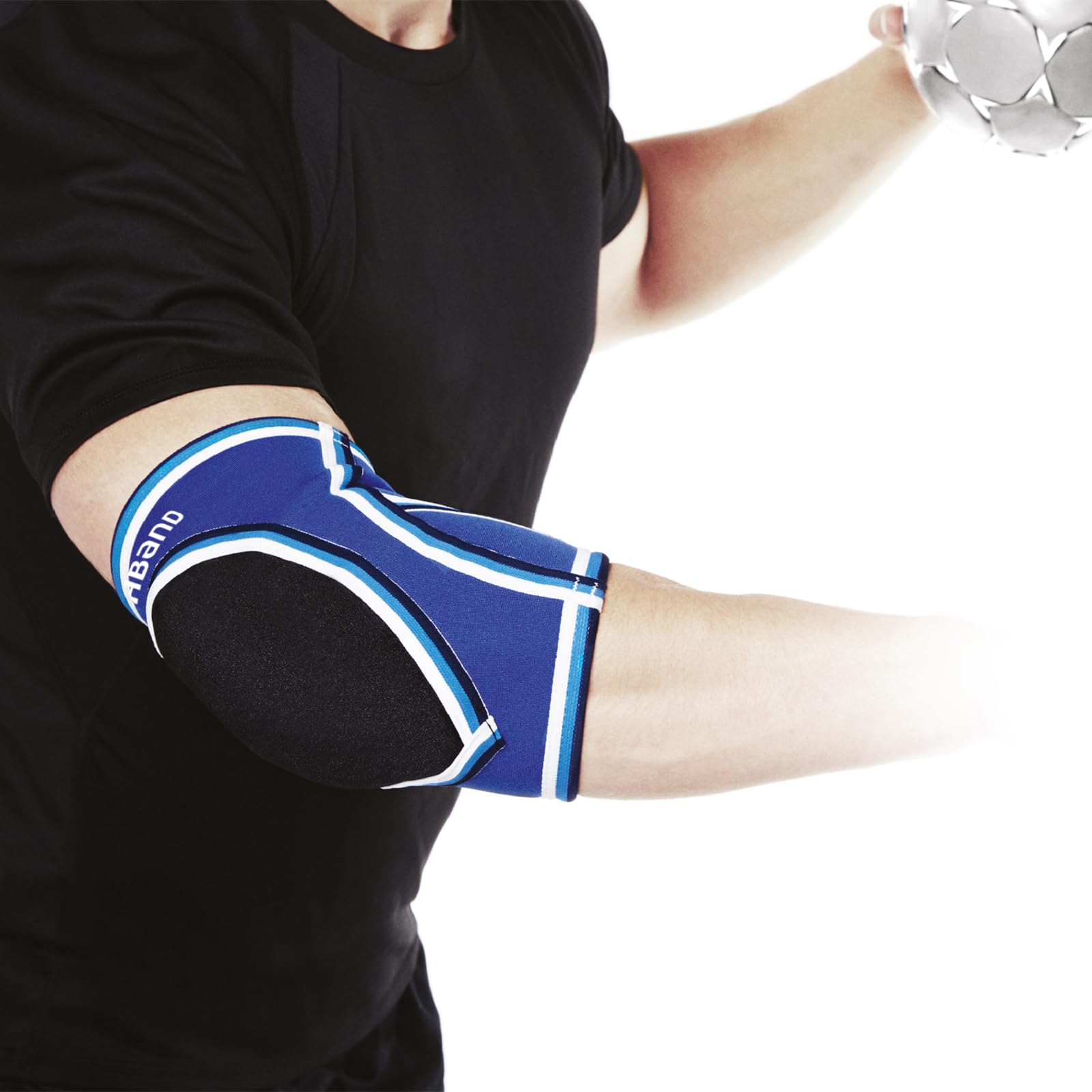 Rehband PRN Elbow Pad for Volleyball & Handball, 3mm Neoprene Elbow Sleeve with Protective Padding, Compression Elbow Support for Men & Women (S-XXL), Colour:Blue, Size:X-Large