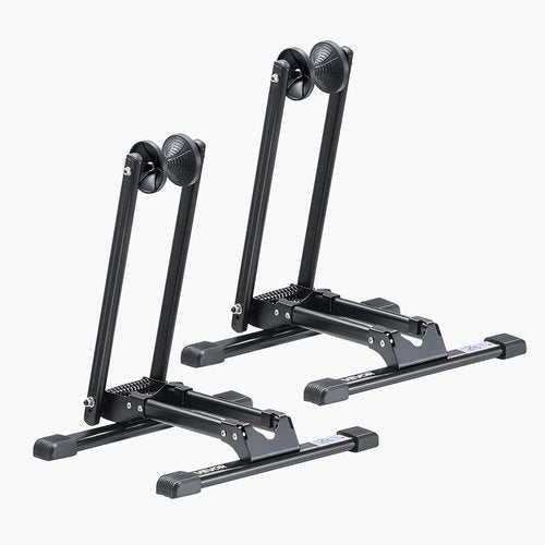 VEVOR Bike Racks 2 Pack, Fits 20 to 27 Inch Mountain & Road Bikes, Alloy Steel Rust-Resistant Bike Floor Stand Rack, Foldable Bicycle Stand for Entryway, Garage, Home Bikes Parking & Storage, Black